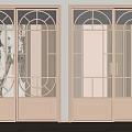 Light Colored Sliding Doors With Glass Panels And Decorative Grid Patterns For Interior Space
