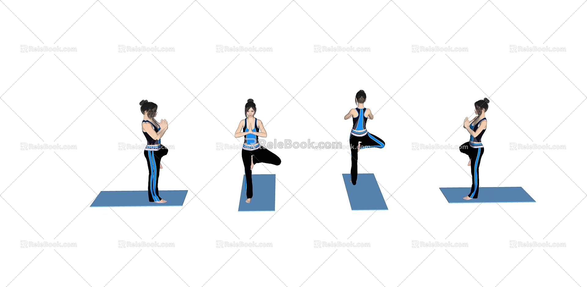 Yoga beauty character temperament beauty combination 3d model