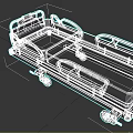 Medical Bed Featuring Green Mattress Gray Frame and Side Railings with Wheels