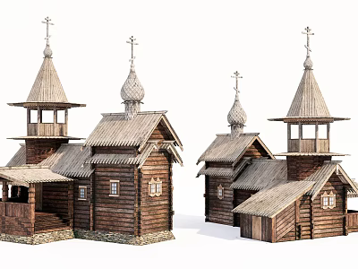Rural Self-built House With Traditional Wooden Spire And Cross Design 3d model