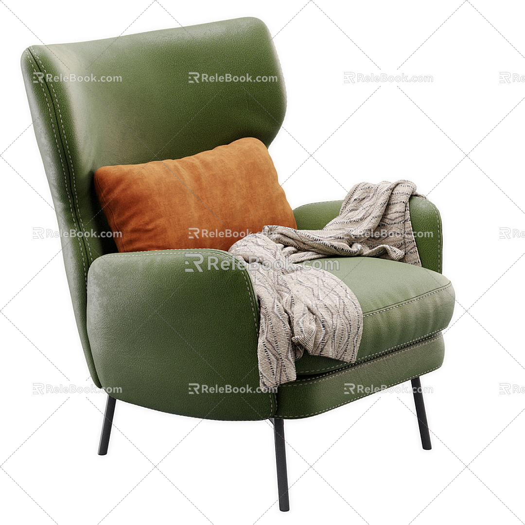 Modern Single Sofa Leather Sofa Chair 3d model