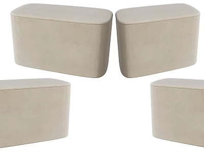 Four Beige Upholstered Velvet Stools With Modern Design For Living Room Home Decor 3d model