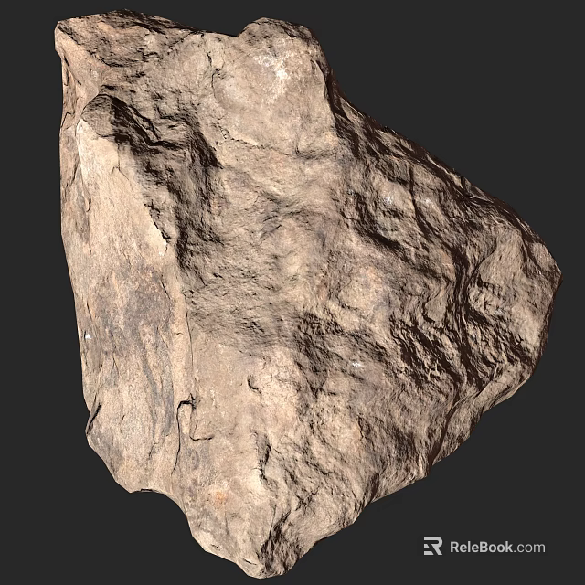 Natural Rural Landscape in Countryside Setting With Large Textured Rock Formation 3d model 