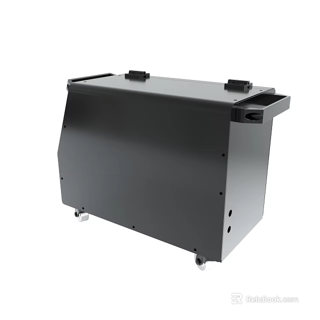Durable Black Industrial Equipment Enclosure With Wheels And Portable Design 3d model 