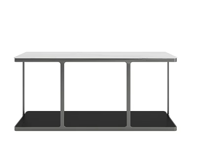 Modern Console Table Design With Metal Frame Double Tier White Top And Black Shelf 3d model
