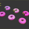 Pink Donut Themed Wall Decor With Sprinkles White Stripes And Bite Marks
