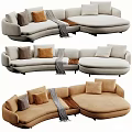 Multi Seater L Shaped Sofa With Neutral Tones Cushions And Throw Blanket