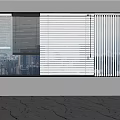 Modern Window Blinds in Various Styles for Interior with City Skyline View 3d model