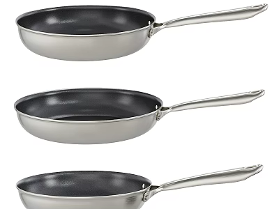 Stainless Steel Nonstick Frying Pans Set For Cooking 3d model