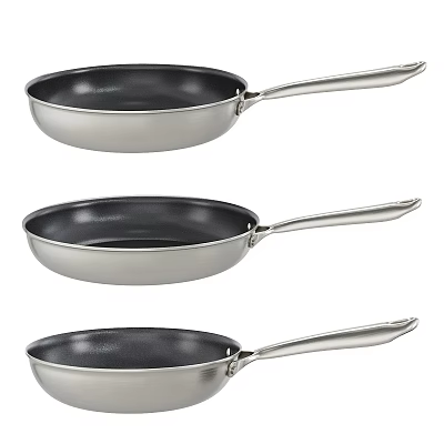 Stainless Steel Nonstick Frying Pans Set For Cooking 3d model Stainless Steel Nonstick Frying Pans Set For Cooking 3d model
