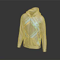 Modern Blue Zip Up Hoodie With Geometric Patterns And Orange Accents