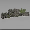 Modern Landscape Rock Structure Design With Green Plants And Natural Moss Decor