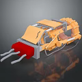 Orange Mechanical Character And Red Biological Creature 3D Model Featuring Crawler Track And Arm Structure 3d model