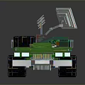 Rugged Off Road Terrain With Green Pixel Style Adventure Vehicle