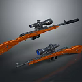 3D Model Sniper Rifles Featuring Wooden Stocks And Scopes Design