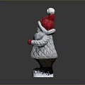 Santa Claus Decorative Figurine With Red White Hat White Beard Gray Coat And Red Gloves