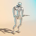 Smart Humanoid Machine With Silver Mechanical Structure And Articulated Joints Standing