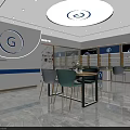 Modern Eyewear Specialty Store Interior With Display Screens Counter And Seating Area