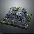 Stone Garden Structure With Stacked Stones Green Plants Grass And Soil