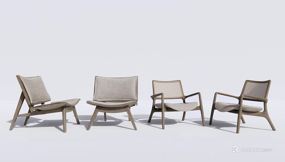 Modern Outdoor Chairs Collection Featuring Wooden Frames And Comfortable Seats 3d model