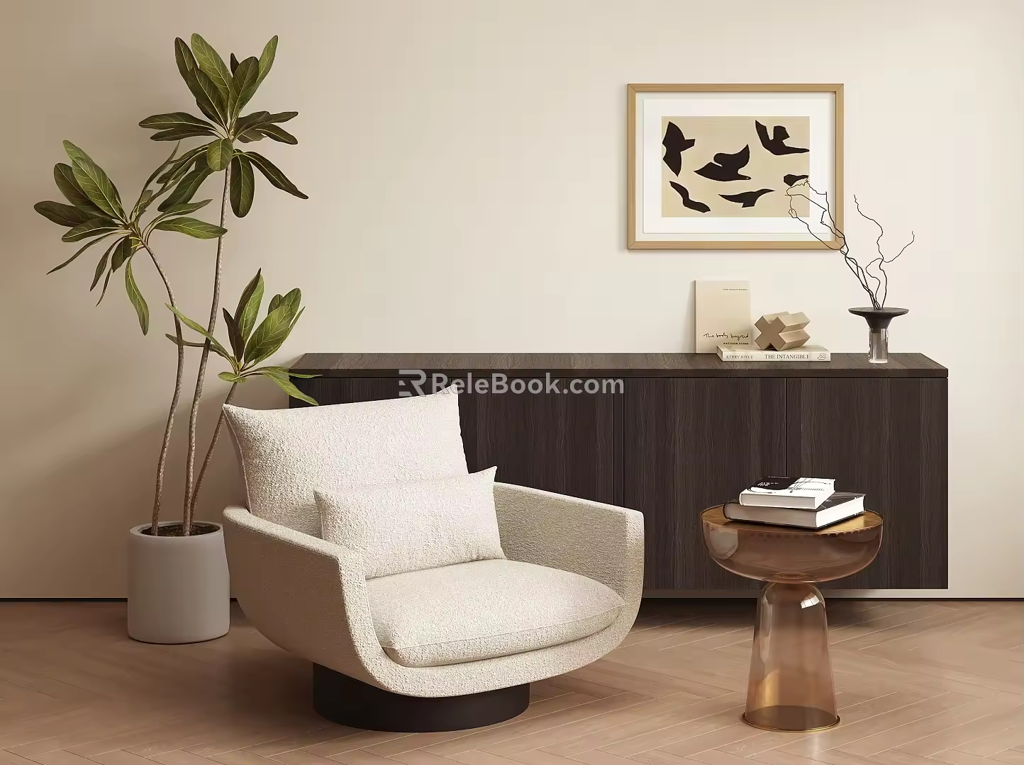Modern Single Sofa Casual Sofa Acrylic Side with Armrests 3d model