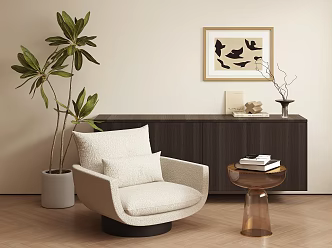 Modern Single Sofa Casual Sofa Acrylic Side with Armrests 3d model