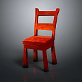 Red Wooden Leisure Chair With Simple Design Backrest And Seat Cushion