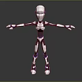 3D Robot Character With Mechanical Design White And Purple Color And Outstretched Arms