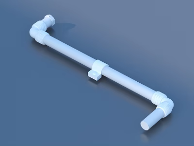 White Plastic Pipe Fitting For Household Use With Elbow And Straight Sections 3d model