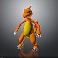 3D Cartoon Character Model With Orange Body Yellow Belly Red Tail And White Claws