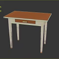 Simple Furniture Table With Orange Top White Legs And Single Drawer