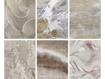 Square Rugs With Contemporary Textured Patterns In Beige Grey And Gold Neutral Tones 3d model