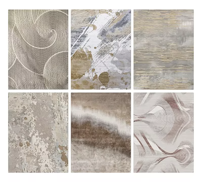 Square Rugs With Contemporary Textured Patterns In Beige Grey And Gold Neutral Tones 3d model