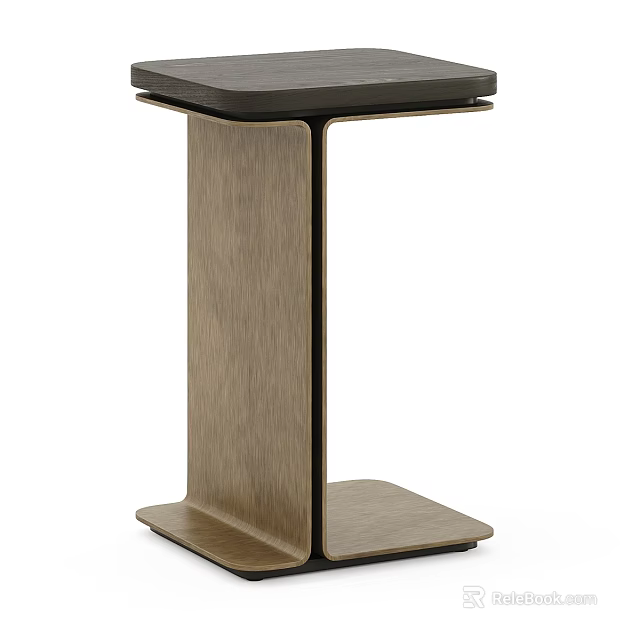 Modern Wooden Side Table With Square Top And Sturdy Base Design 3d model 
