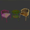 Traditional Wooden Dining Chairs With Carved Backrest And Padded Seat Paired Round Table