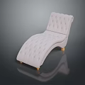Elegant White Tufted Leisure Chair With Curved Design And Wooden Legs