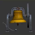 Elegant Yellow Vintage Bell With Metal Wheel And Stand Structure
