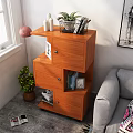 Stylish Wooden Entryway Side Cabinet With Storage Drawers Open Shelves And Decorative Items
