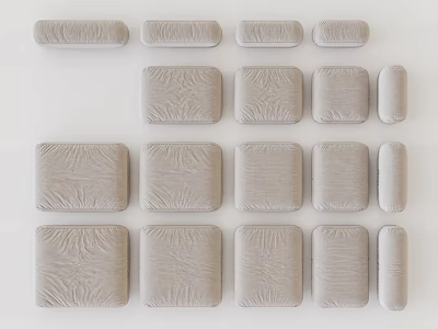 Light Gray Textured Sofa Stools With Various Shapes And Sizes 3d model