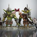 Detailed Green Goblin Warriors 3D Models With Spiked Helmets Armor And Weapons 3d model