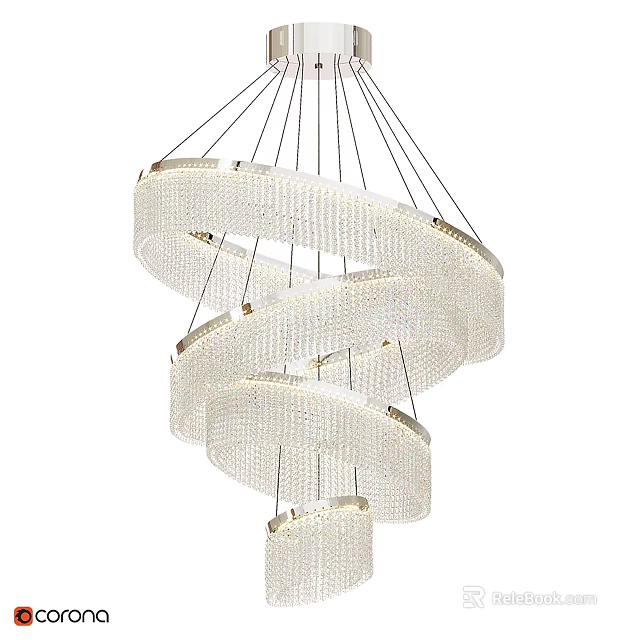 Modern Spiral Crystal Chandelier With Multi Layered Hanging Design For Interior Decor 3d model 