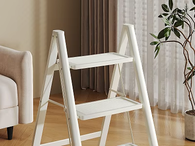 White Step Ladder In Living Room With Sofa And Plant 3d model