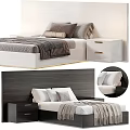 Modern Double Bed Interior Design With Headboard Pillows Bedding And Nightstands 3d model