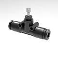 Industrial Three Way Valve Black Metal Construction With Adjustable Knob And Threaded Ports Design