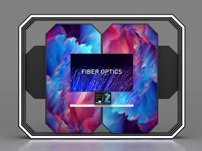 Modern Fiber Optics Display Shelf With Octagonal Frame And Colorful Background 3d model