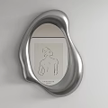 Silver Irregular Shaped Mirror With Line Art Figure On Light Wall 3d model