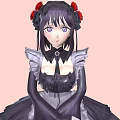Anime Maid Character Standing With Butterfly On Brick Base Pink Background