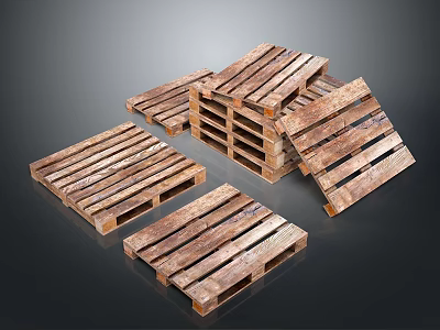 Rustic Wooden Pallets Stacked And Scattered With Natural Wood Grain For Living Supplies 3d model