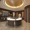 Luxury Elegant Jewelry Store Interior Design With Round Display Counters And Premium Refined Decorations