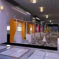 Elegant Modern Hotel Lobby Interior With Chandeliers Colorful Booths And Patterned Carpet